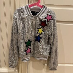 Sparkling Sequin Jacket with Star Accents